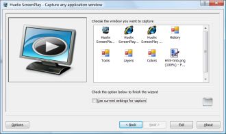 Visually select a window for capture, record, and/or broadcast.